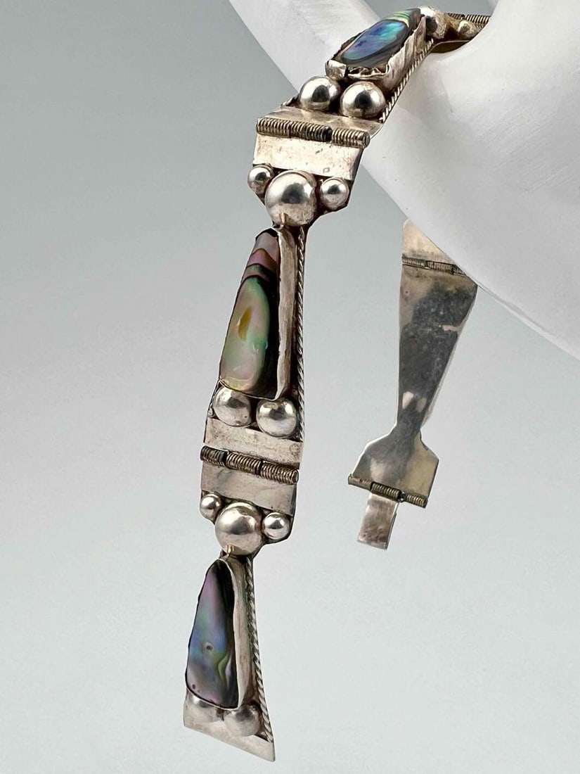 Vintage Mexican Sterling Silver Abalone Bracelet (1 of 11)