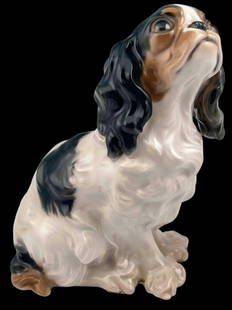 Bing & Grondahl Porcelain King Charles Spaniel: Bing & Grondahl Porcelain Dog Figure. Marked "B&G Danmark, 2035, Made In Denmark 2035." Approximately 6.125H x 5.0L x 3.0W in.