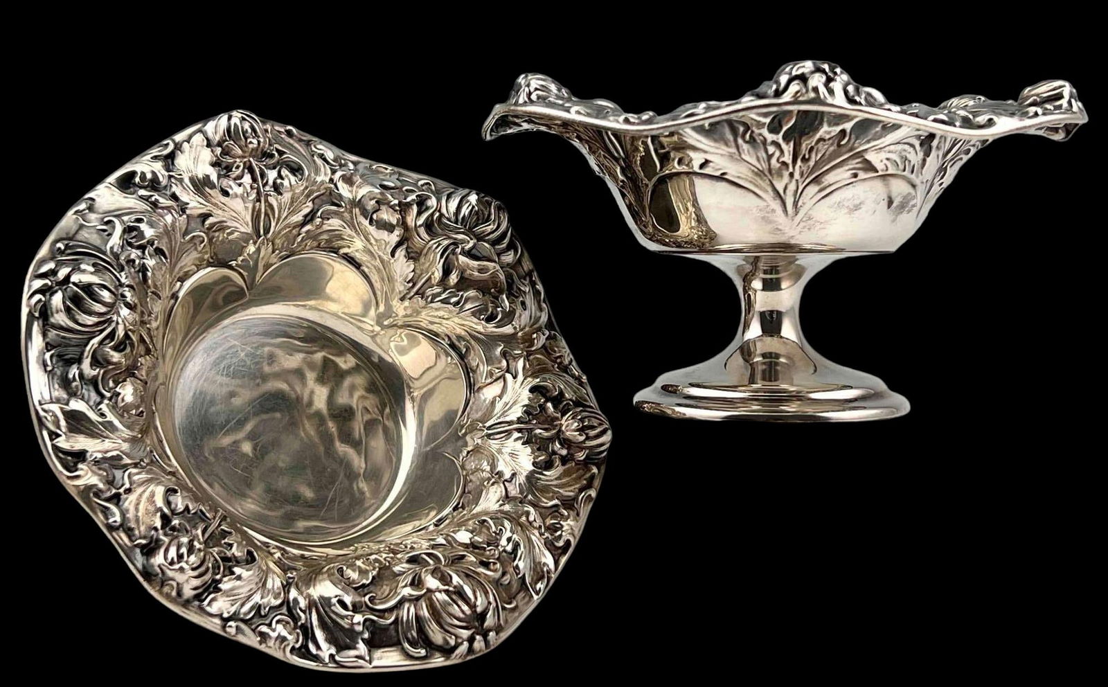 Antique Gorham Sterling Silver Bowls With Chrysanthemum Motif. Marked (1 of 17)