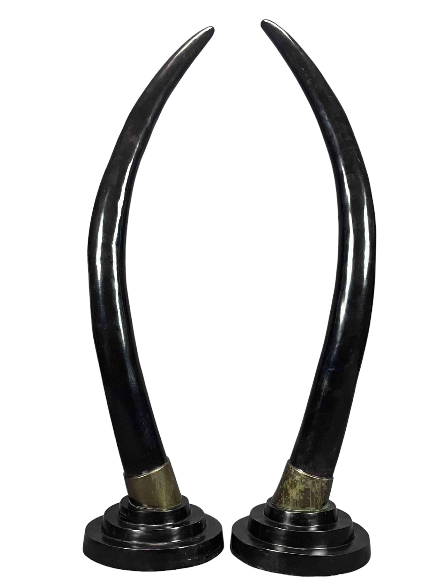 Pair of Life Size Patinated Bronze or Brass Elephant Tusks, Manner of Karl Springer Chapman (1 of 7)