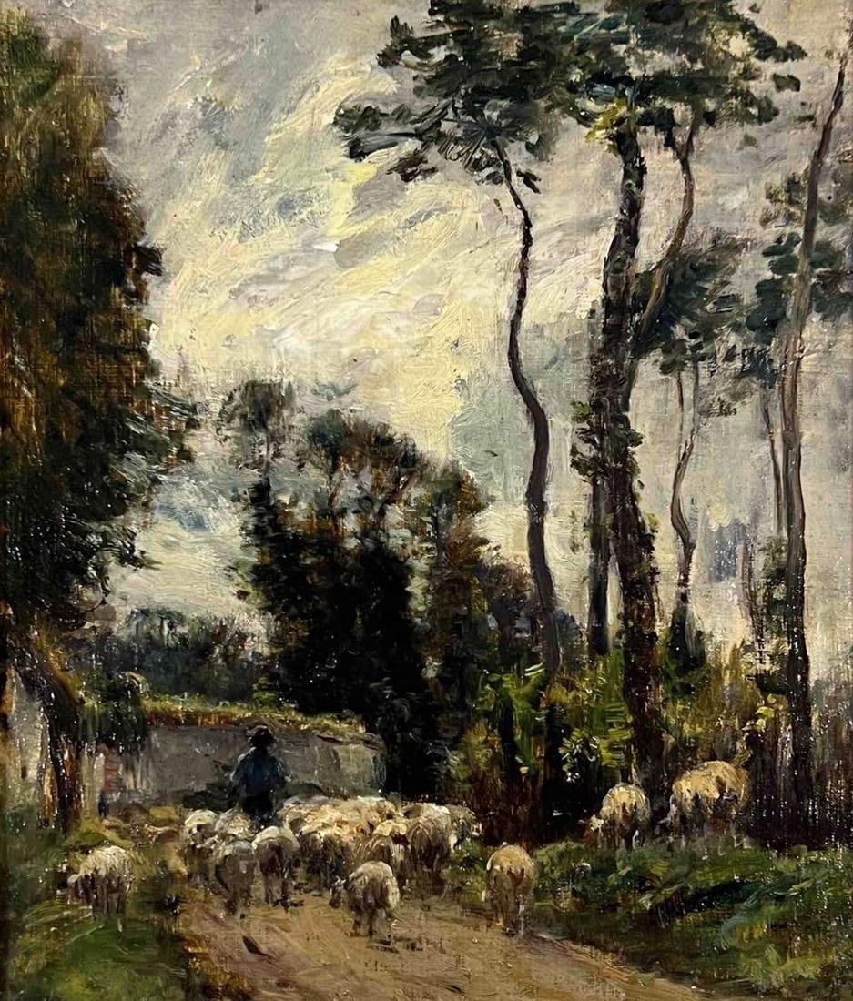 William Mark Fisher (American, 1841-1923), Impressionist Scene With Sheep, Oil On Board (1 of 13)
