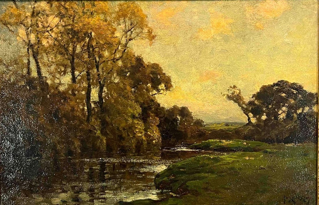 Jose Weiss (1859-1919), Early Autumn In Sussex, Landscape, Oil On Canvas: Jose Weiss (1859-1919), Early Autumn In Sussex, Landscape, Oil On Canvas. Signed lower right. 35.75W x 25.5H x 2.25D in. Sight 29.5W x 19.5H in. All Measurements are Approximate.