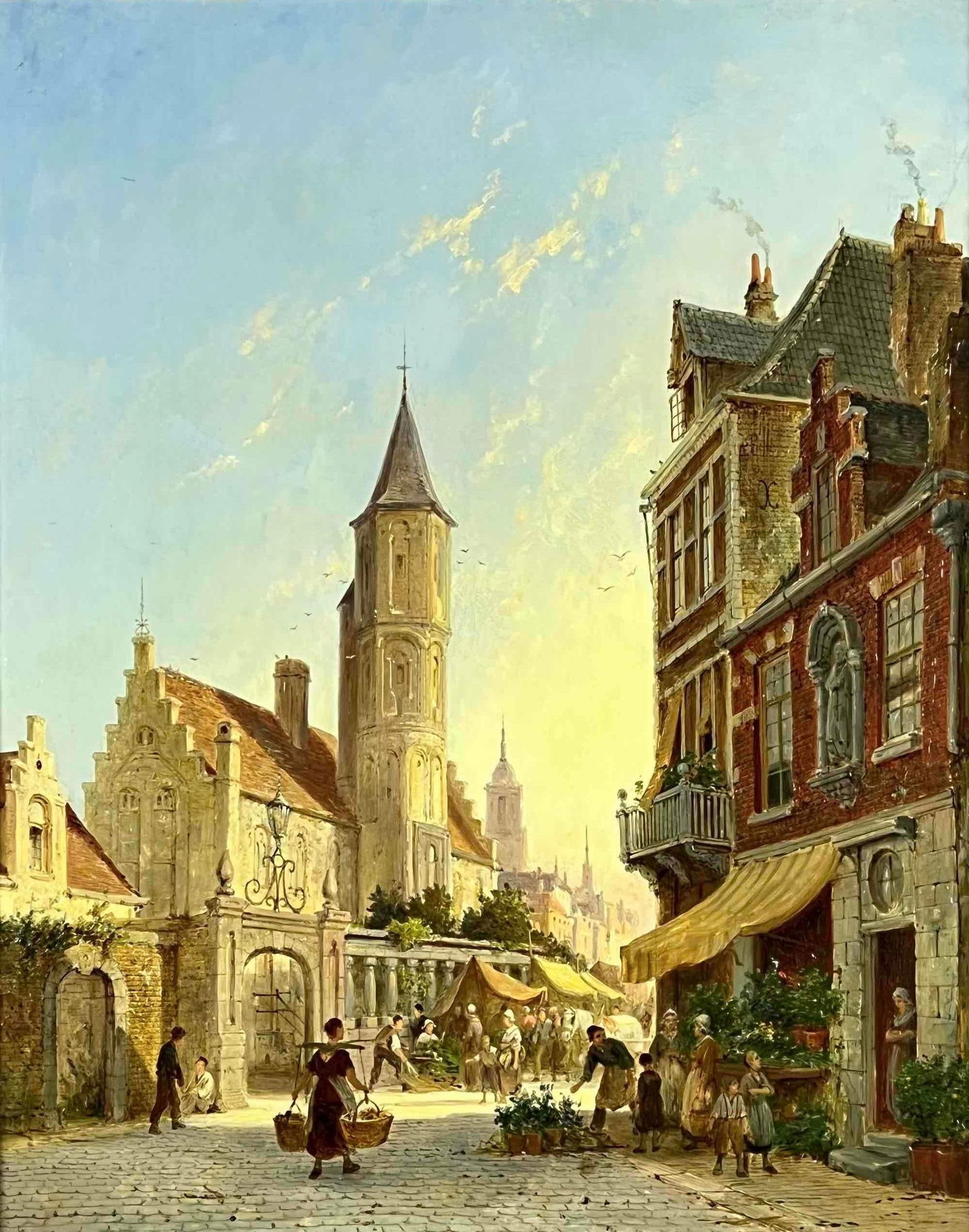 Pieter Cornelis Dommersen (Dutch 1833-1918) The Archery Of St. Sebastian, Bruges, Oil On Board (1 of 18)