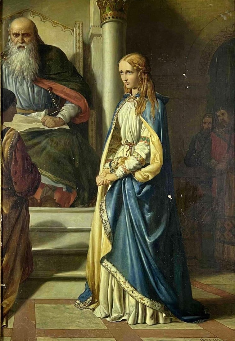 John Rogers Herbert (British, 1810-1890), King Lear & Cordelia, Oil On Canvas (1 of 17)