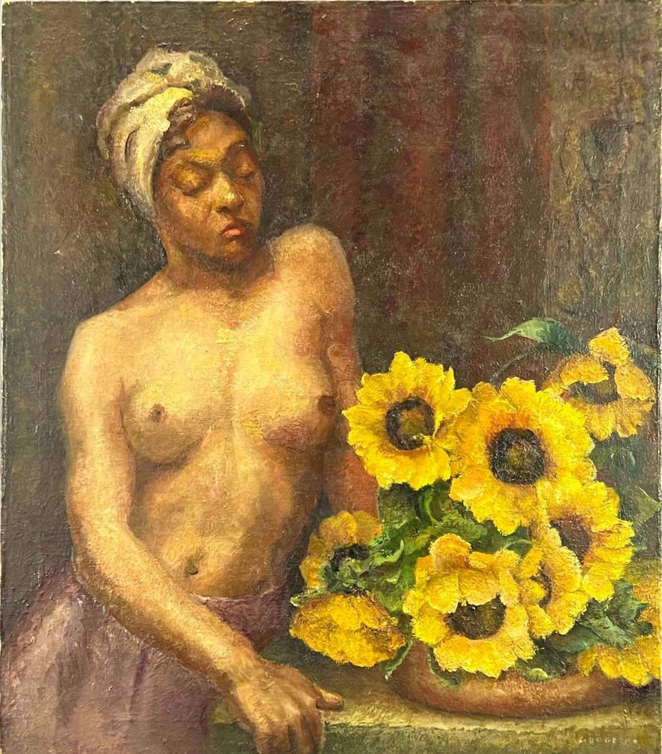 Claudia Dobbins, Woman With Sunflowers, Oil On Canvas (1 of 14)