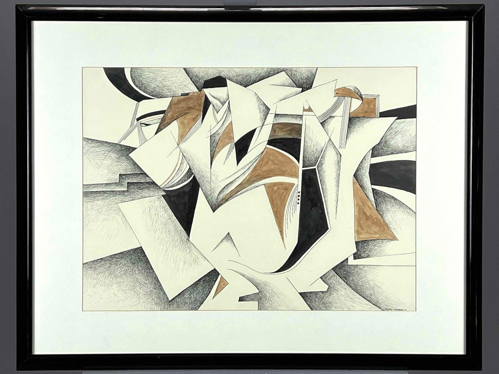 Robert Freeman, Abstract Watercolor & Ink On Paper: Robert Freeman, Abstract Watercolor & Ink On Paper. Signed Robert Freeman 77. As framed approximately 27.5W x 21.5H x 1.25D in. Sight approximately 19.75W x 14.5H in.