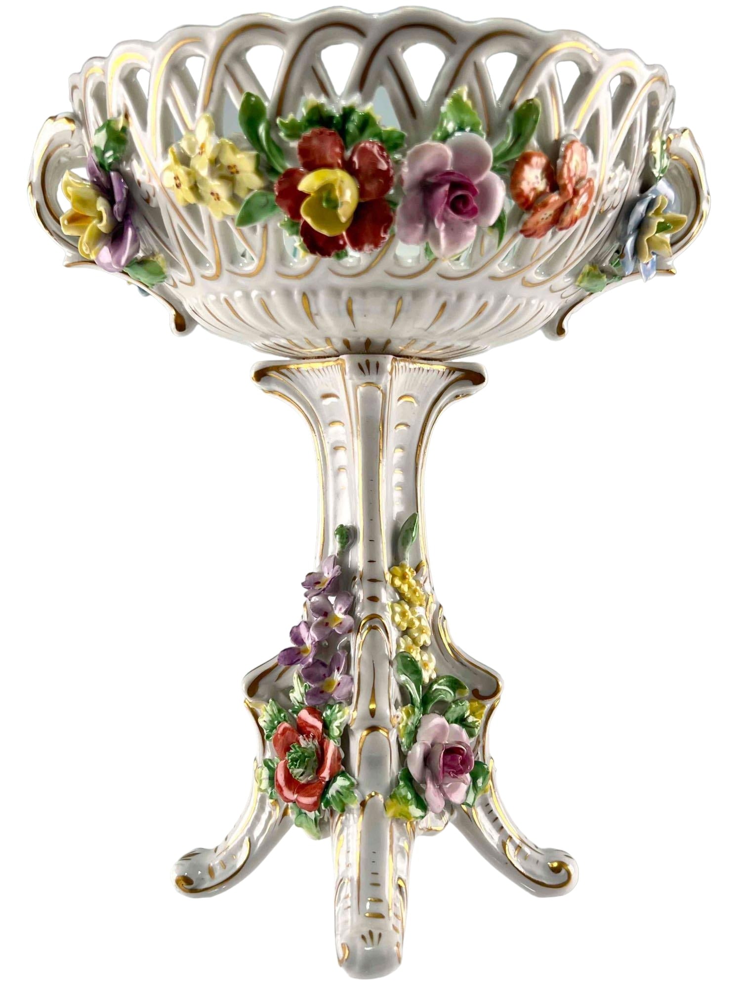 19th Century Carl Thieme Dresden Porcelain Compote Centerpiece (1 of 19)