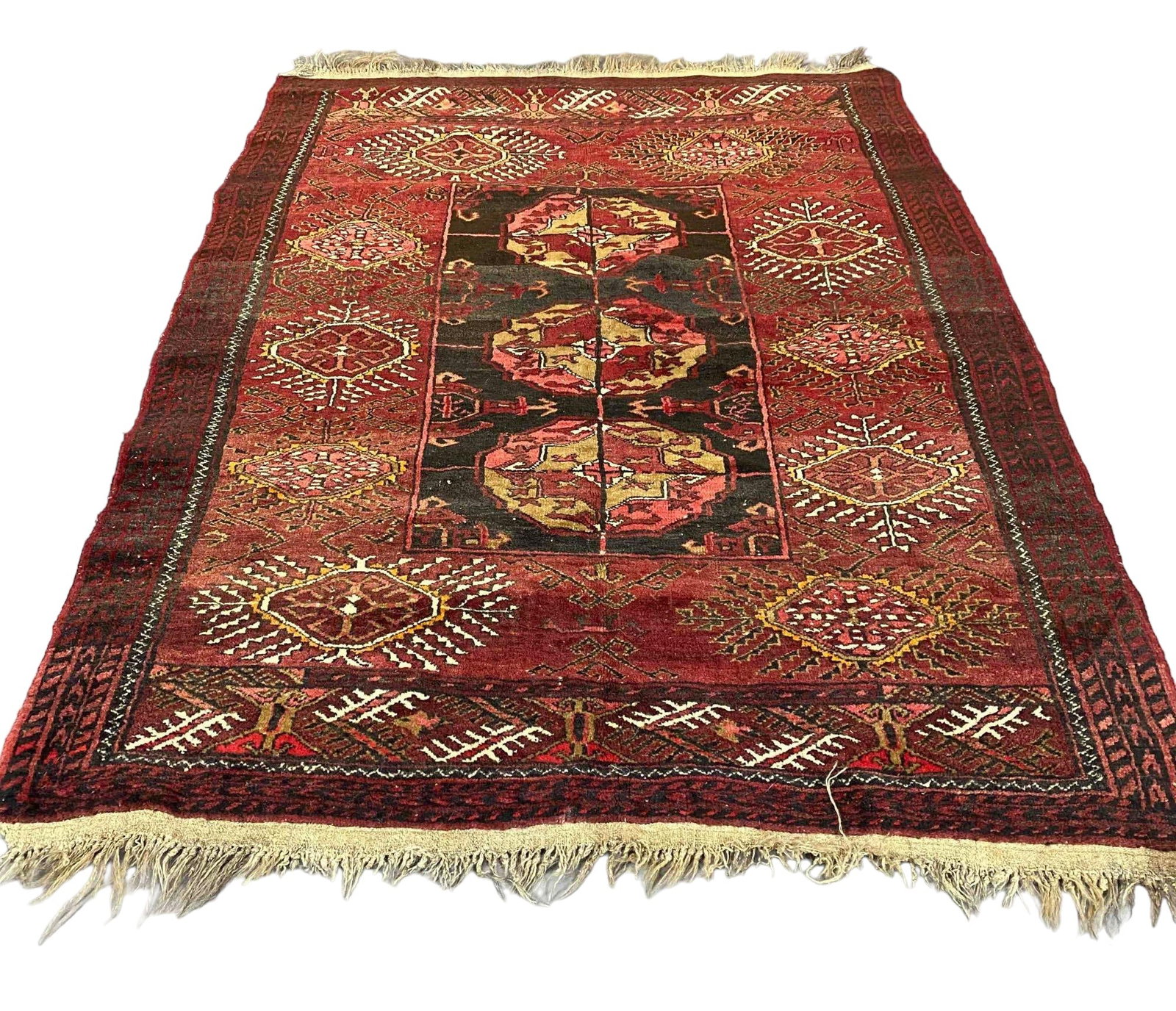 Hand Knotted Rug, Probably Turkish: Red Rug. Approximately 60L x 42W in.