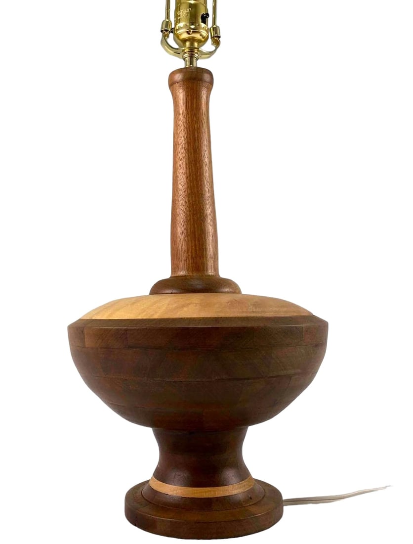 Mid Century Modern Turned Wood Lamp (1 of 11)