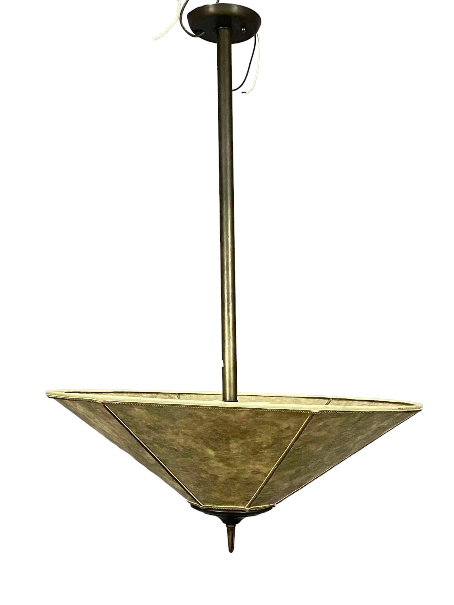 Arts and Crafts Style Mica, Silk, and Bronze Ceiling Light Fixture (1 of 12)