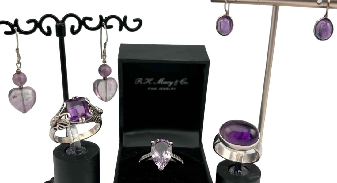 Sterling Silver Amethyst Rings & Earrings (1 of 19)