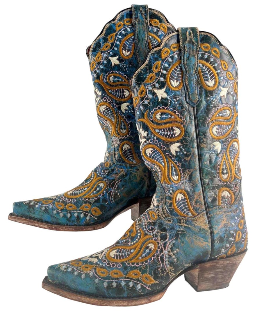 Dan Post Embroidered Leather Western Boots Auction