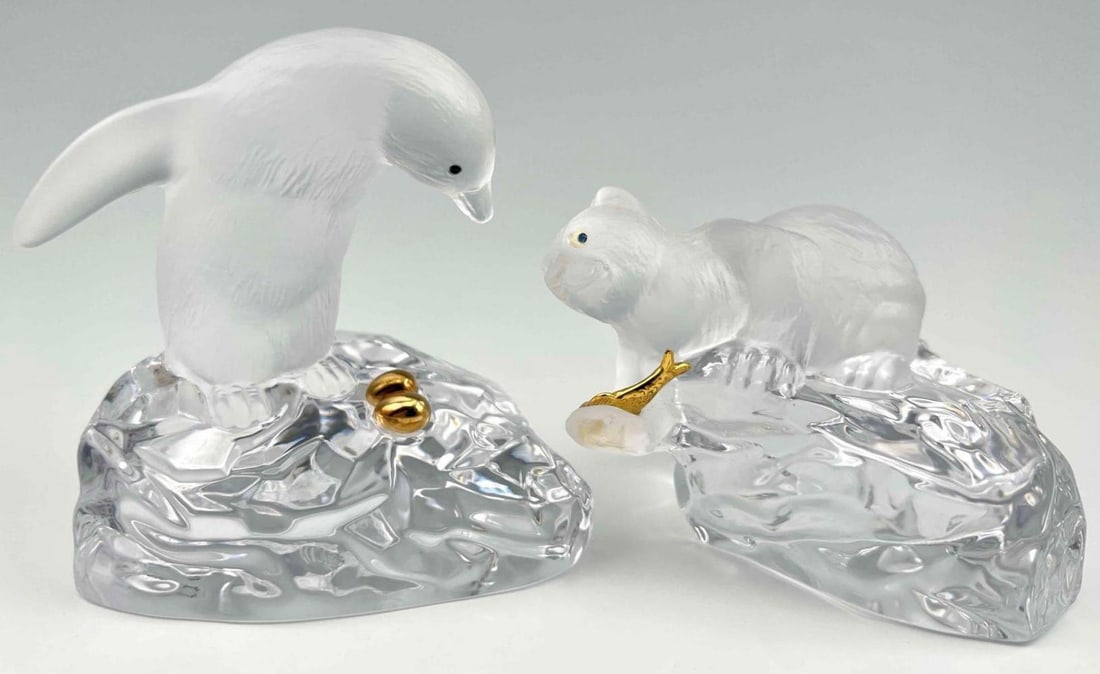 Faberge Crystal Bear & Penguin Paperweights (1 of 20)