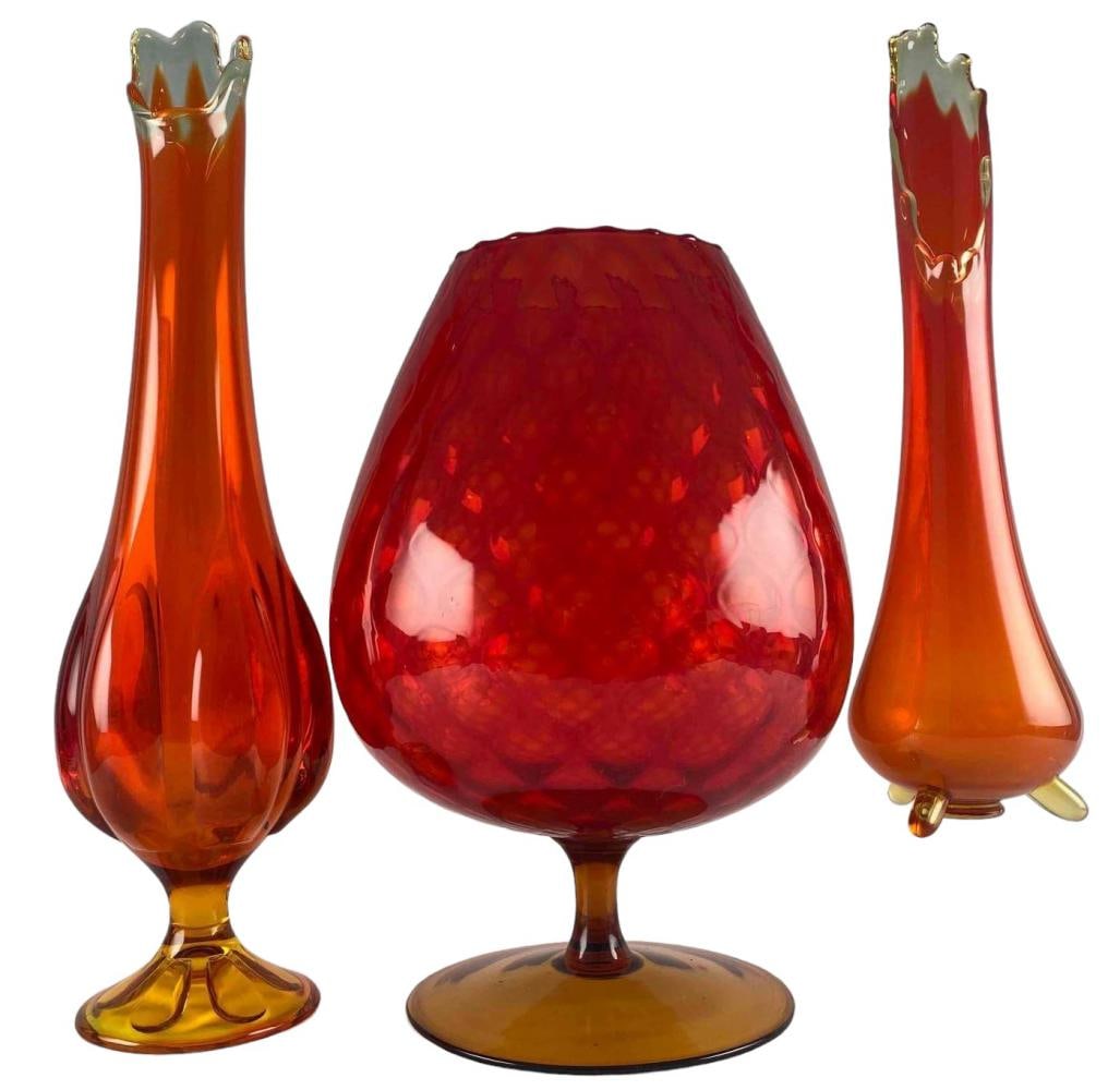Three Mid Century Art Glass Vases (1 of 17)