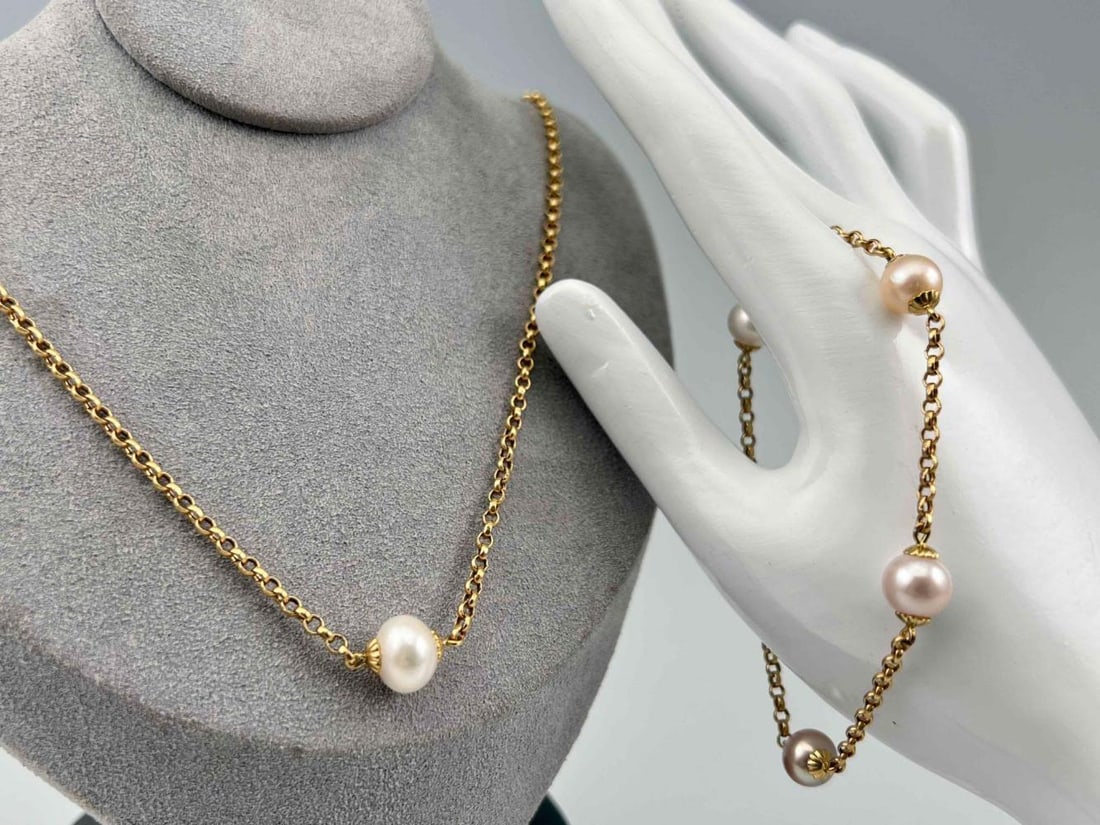 14K Pearl Necklace & Bracelet Set (1 of 12)