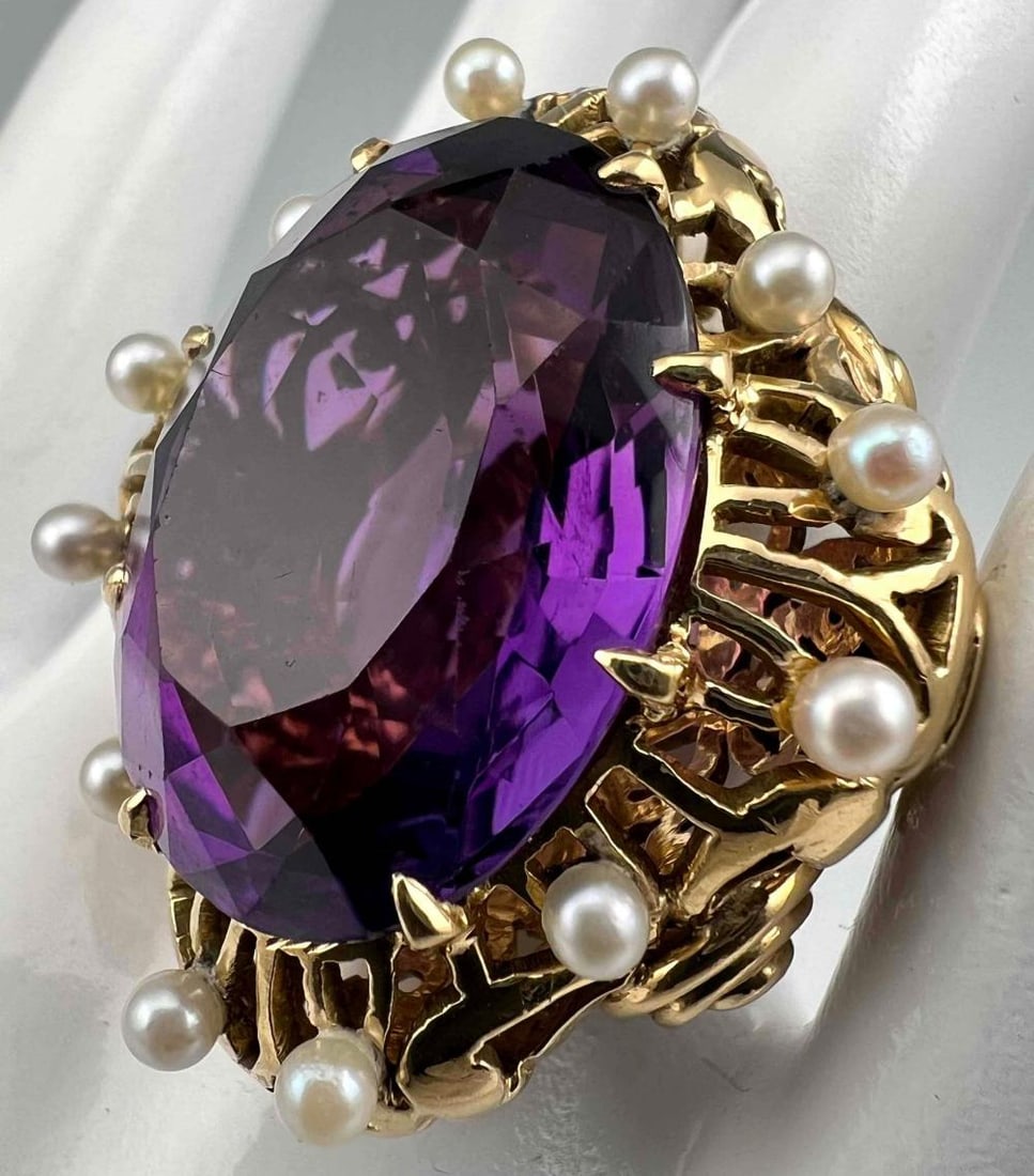 18K Amethyst Pearl Ring (1 of 9)