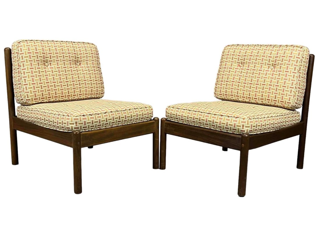 Pair of Mid Century Danish Modern Walnut Slipper Lounge Chairs, Designer Unknown (1 of 16)