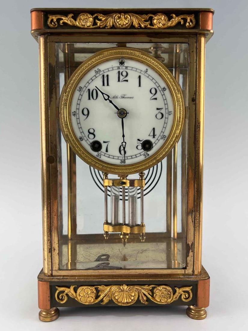 Seth Thomas Mantel Clock: Seth Thomas Mantel Clock. Marked "Seth Thomas." Not running. Approximately 10.875H x 6.375W x 5.0D in.