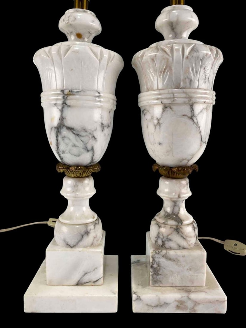 Pair Of Marble & Brass Table Lamps (1 of 12)