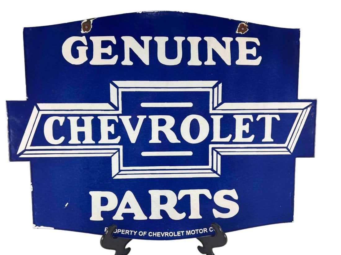 Chevrolet Genuine Parts Double Sided Porcelain Sign (1 of 18)
