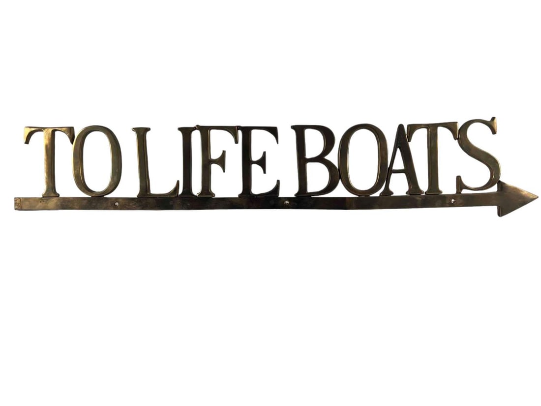 Vintage Brass Nautical Sign, To Life Boats (1 of 11)