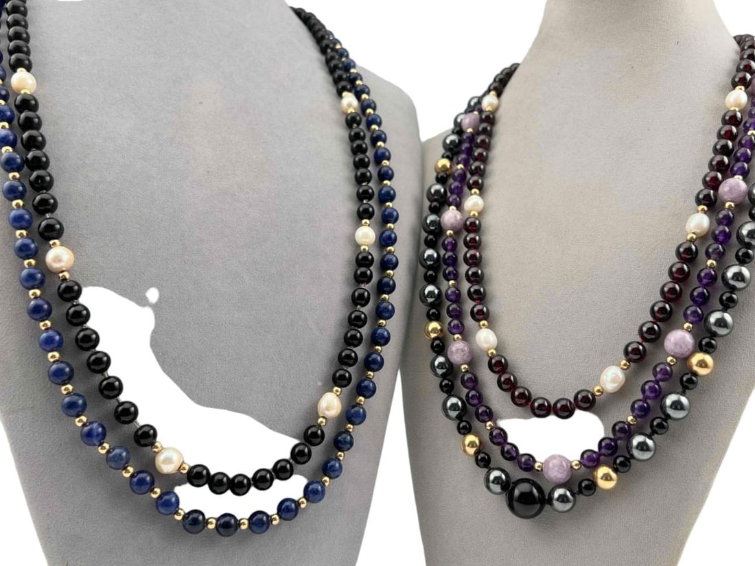 14K Amethyst, Lapis, Freshwater Pearl, & Bead Necklaces (1 of 20)