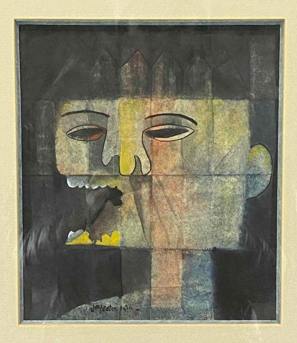 Mid Century Abstract Portrait Of Man, Ink & Watercolor On Paper, Signed (1 of 13)