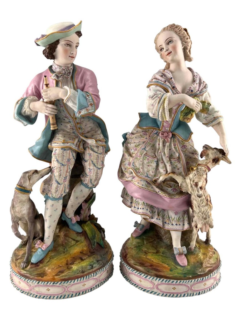 Pair Of Antique Chantilly Bisque Figures (1 of 20)