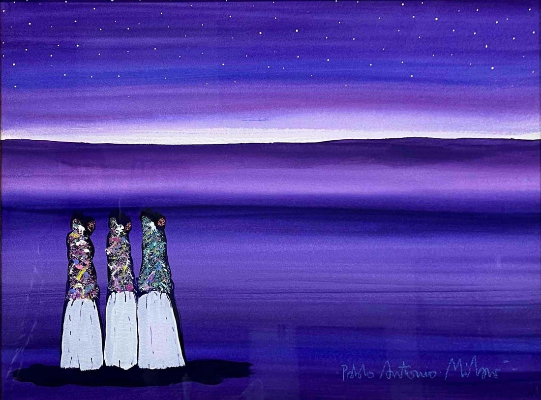 Pablo Antonio Milan, Purple Mesa Night, Watercolor On Paper: Pablo Antonio Milan, Purple Mesa Night, Watercolor On Paper. Signed lower right. As framed 39.375W x 32.375H x 1.0D in. Sight 28.5W x 21.5H Measurements are Approximate.