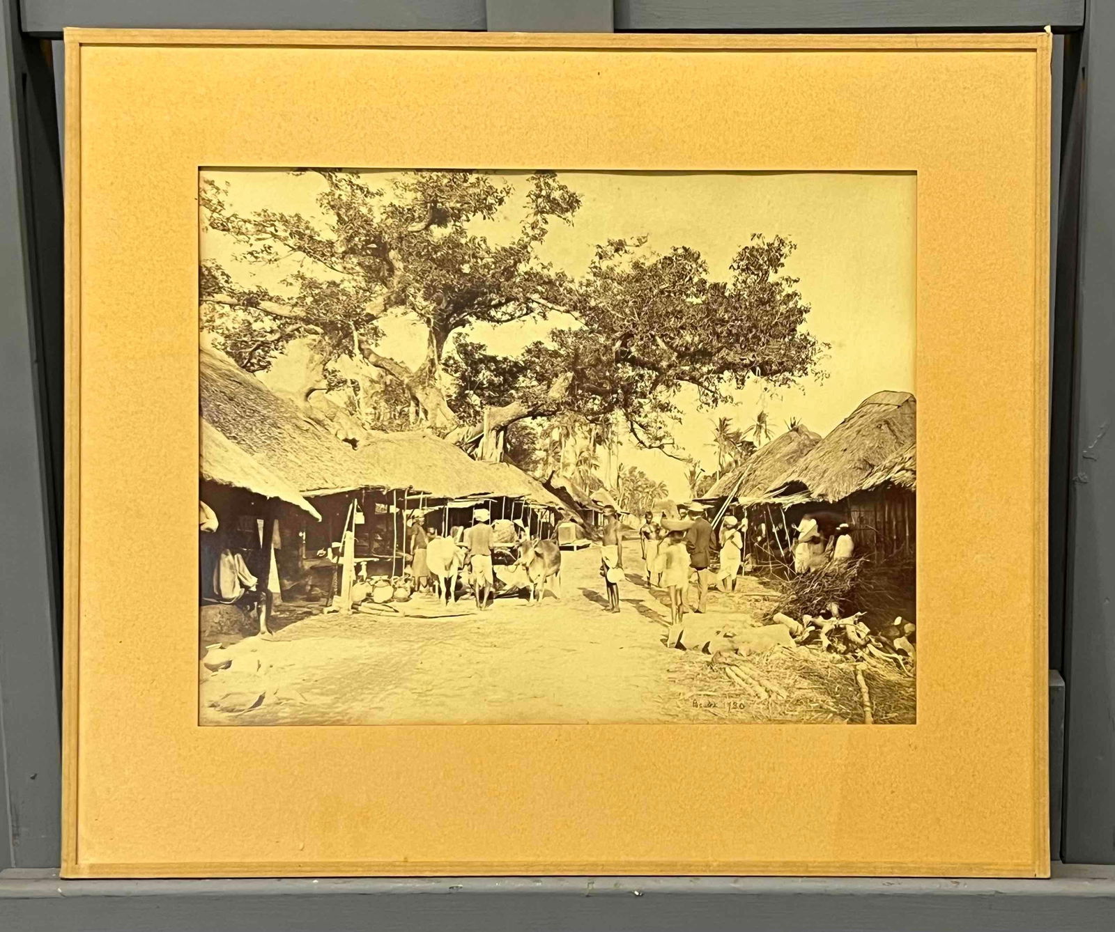 Samuel Bourne (British, 1834-1912), Calcutta Street Scene, Photograph: Samuel Bourne (British, 1834-1912), Calcutta StreetScene, Photograph. Signed "Bourne 1730." Back of piece marked "Calcutta, Samuel Bourne (1870)." As framed 15.5W x 13.375H x 0.25D in. Sight 11.25W x