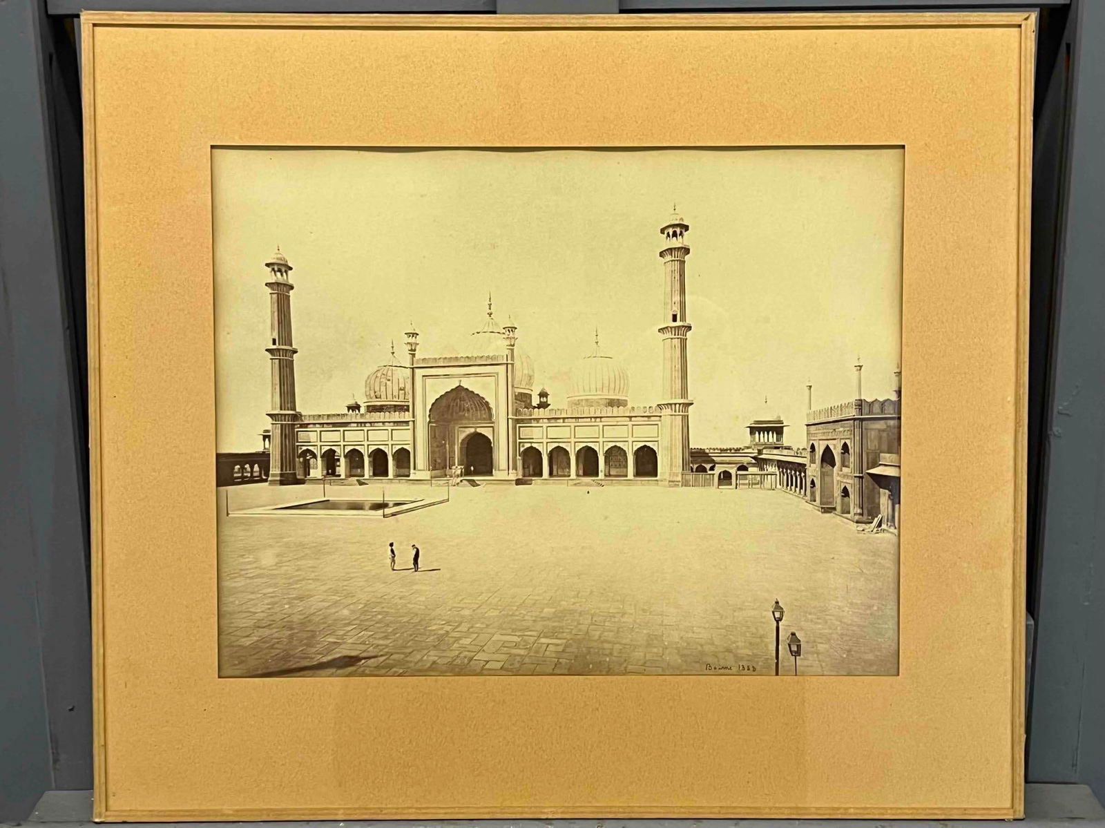 Samuel Bourne (British, 1834-1912), Jama Musjid Delhi, Photograph: Samuel Bourne (British, 1834-1912), Jama Musjid Delhi, Photograph. Signed "Bourne 1355." As framed 15.5W x 13.375H x 0.25D in. Sight 11.25W x 8.75H in. All measurements are approximate.