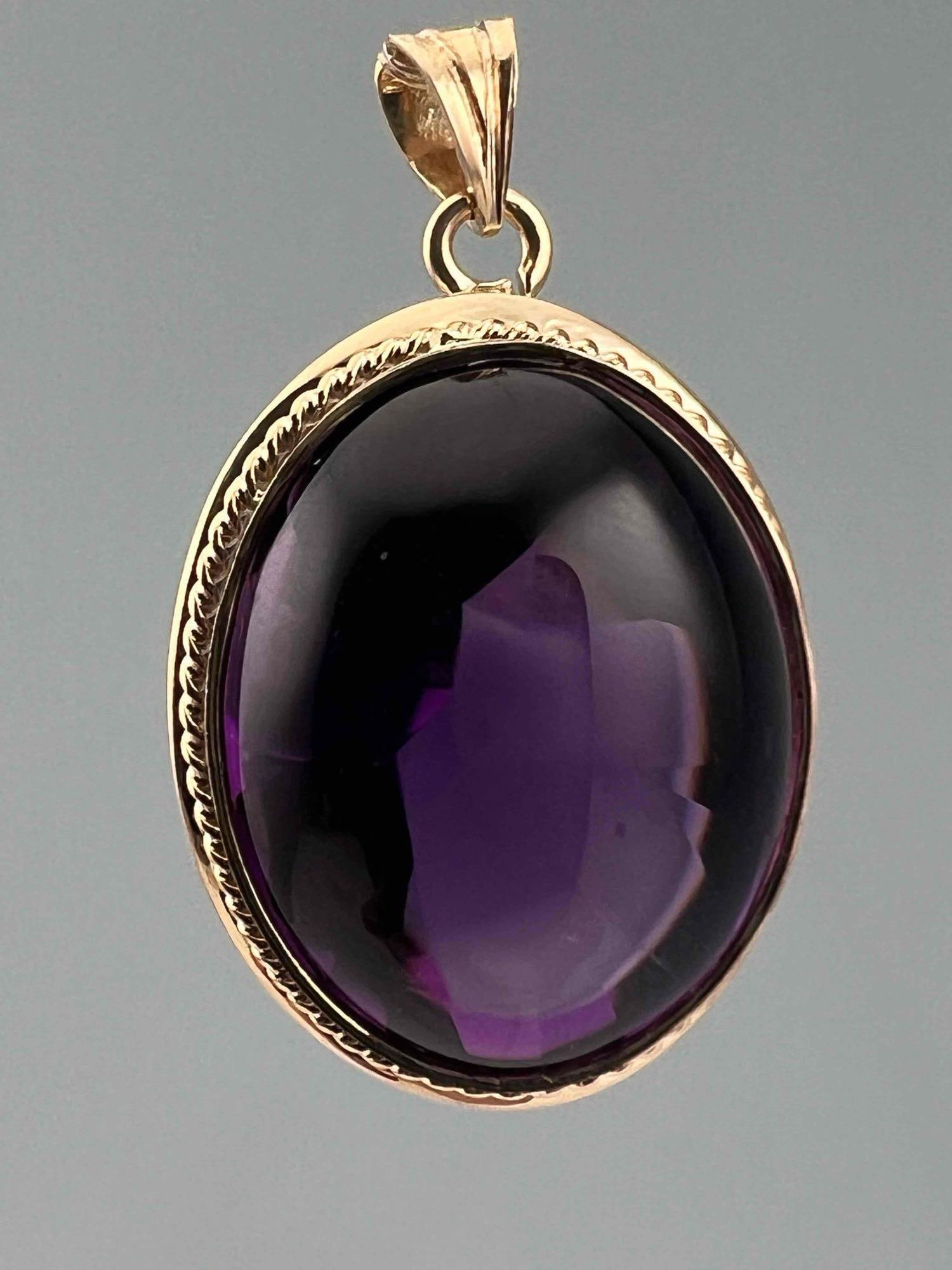 14K Amethyst Cabochon Pendant (1 of 7)