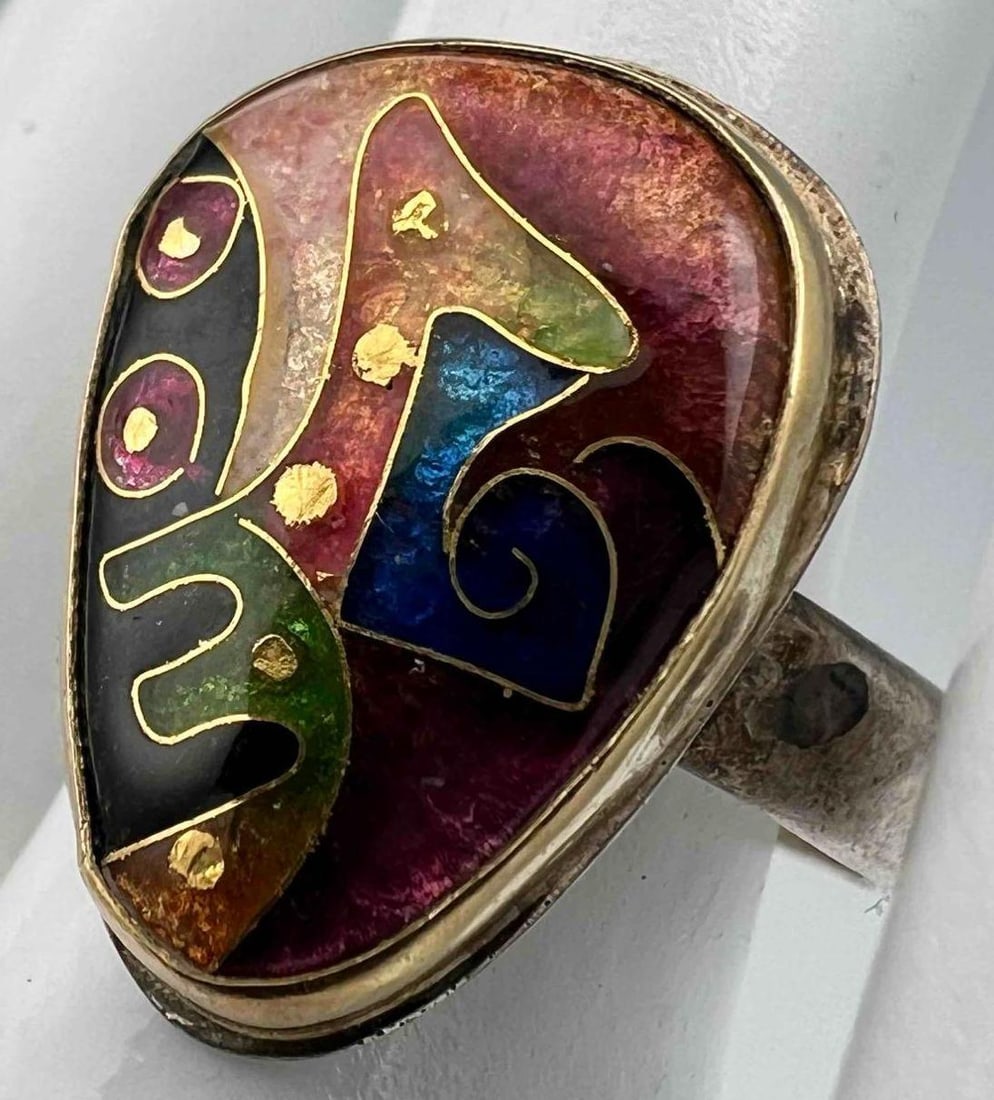 Alexa & Peter Smarsh 14K & Sterling Silver Enamel Ring (1 of 8)