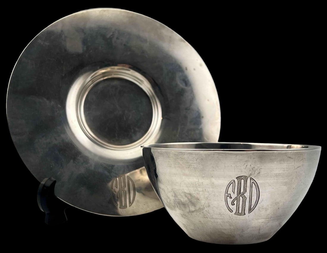 Cranbrook Academy Modernist Sterling Silver Bowl & Saucer, Circa 1942 (1 of 15)