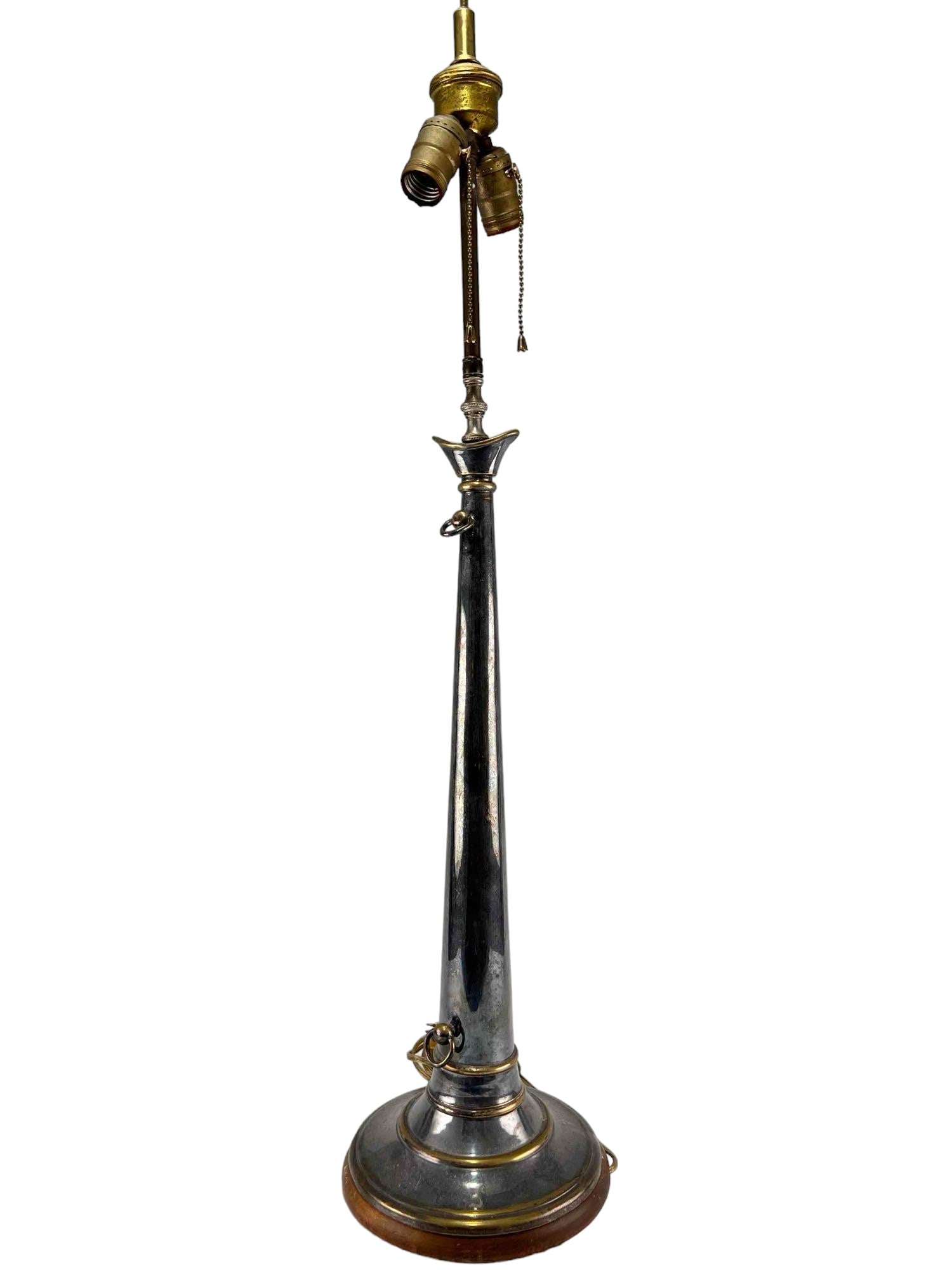 Antique Silver Plated Fireman's Horn, Mounted As Lamp (1 of 19)