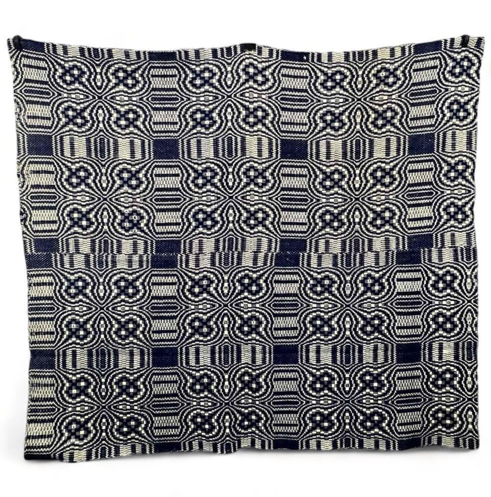 19th Century Handwoven Blue & White Wool Coverlet (1 of 20)