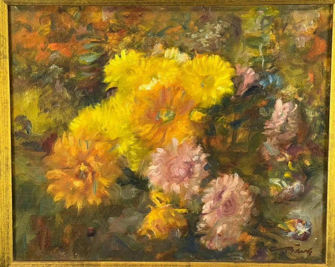 Charles Whitfield Richards (American, 1906- 1992), Still Life With Dahlias, Oil On Canvas (1 of 9)