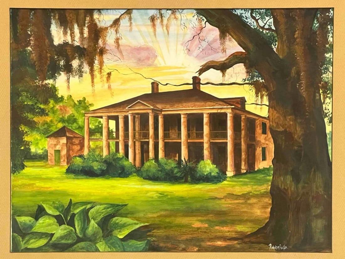 Robert Rucker (American 1932-2001), Elmwood, New Orleans Plantation Landscape, Watercolor On (1 of 12)