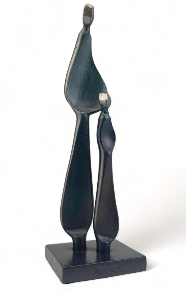 Boris Kramer, Mother & Child, Steel Sculpture: Boris Kramer, Mother & Child, Steel Sculpture. Signed "Kramer." Base marked "This unique steel sculpture was hand forged in Canada using tools and methods of the ancient and modern blacksmith. It