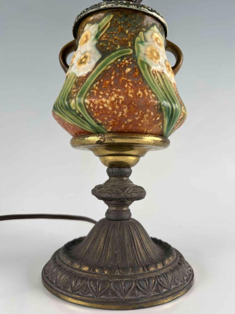 Antique Roseville Pottery Table Lamp, Jonquil Pattern (1 of 14)