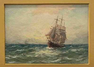 English School, Maritime Scene, Signed Illegibly