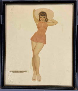 Mid Century Pin-Up Print: Mid Century Pin-Up Print. Framed 18.0H x 15.0W x 0.75D in. Sight 16.875H x 13.75W in. All Measurements are Approximate.