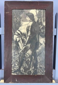 Framed Antique Print, Knight With Horse