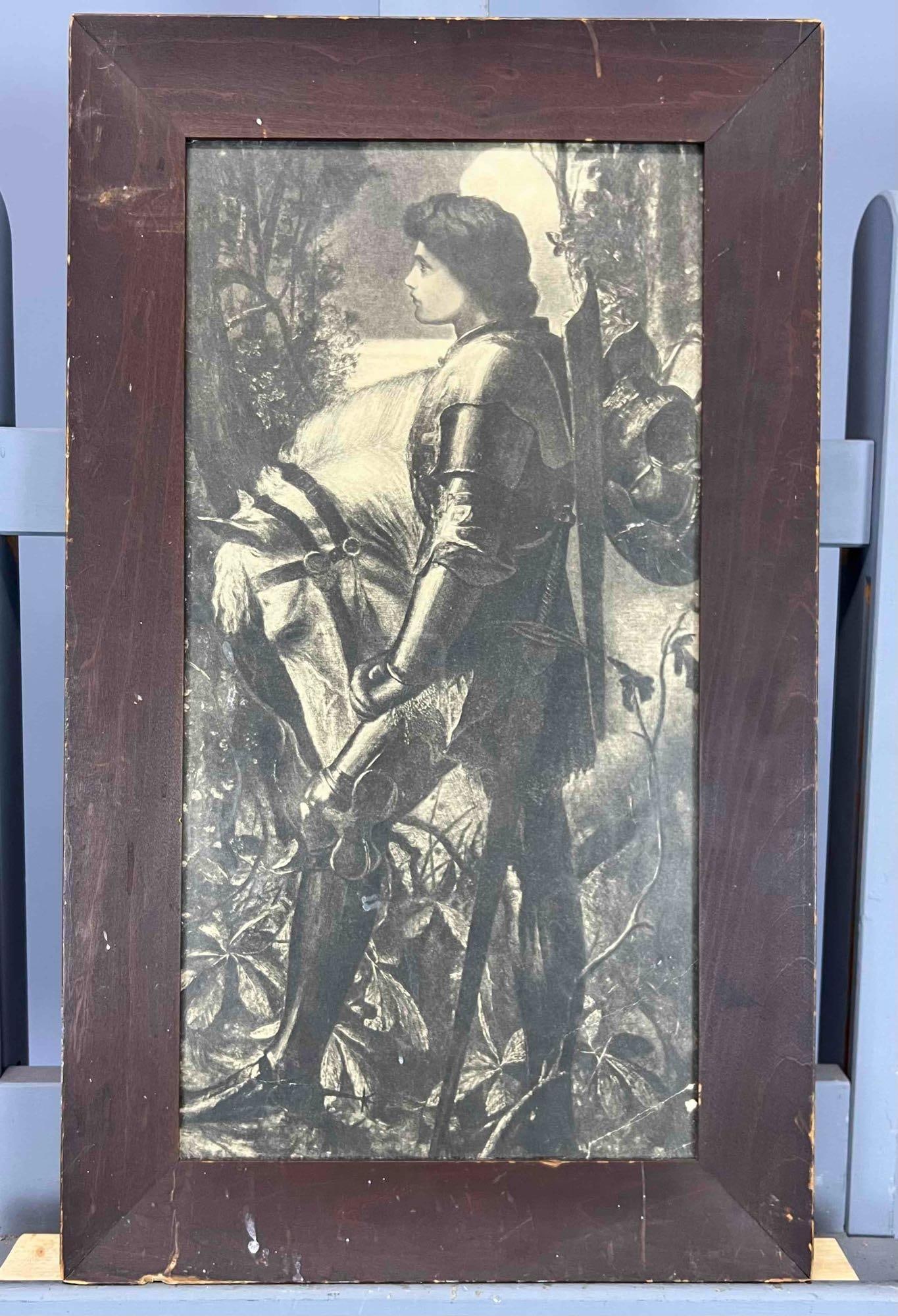 Framed Antique Print, Knight With Horse (1 of 7)