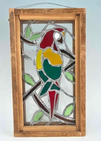 Stained Glass Panel With Parrot Motif