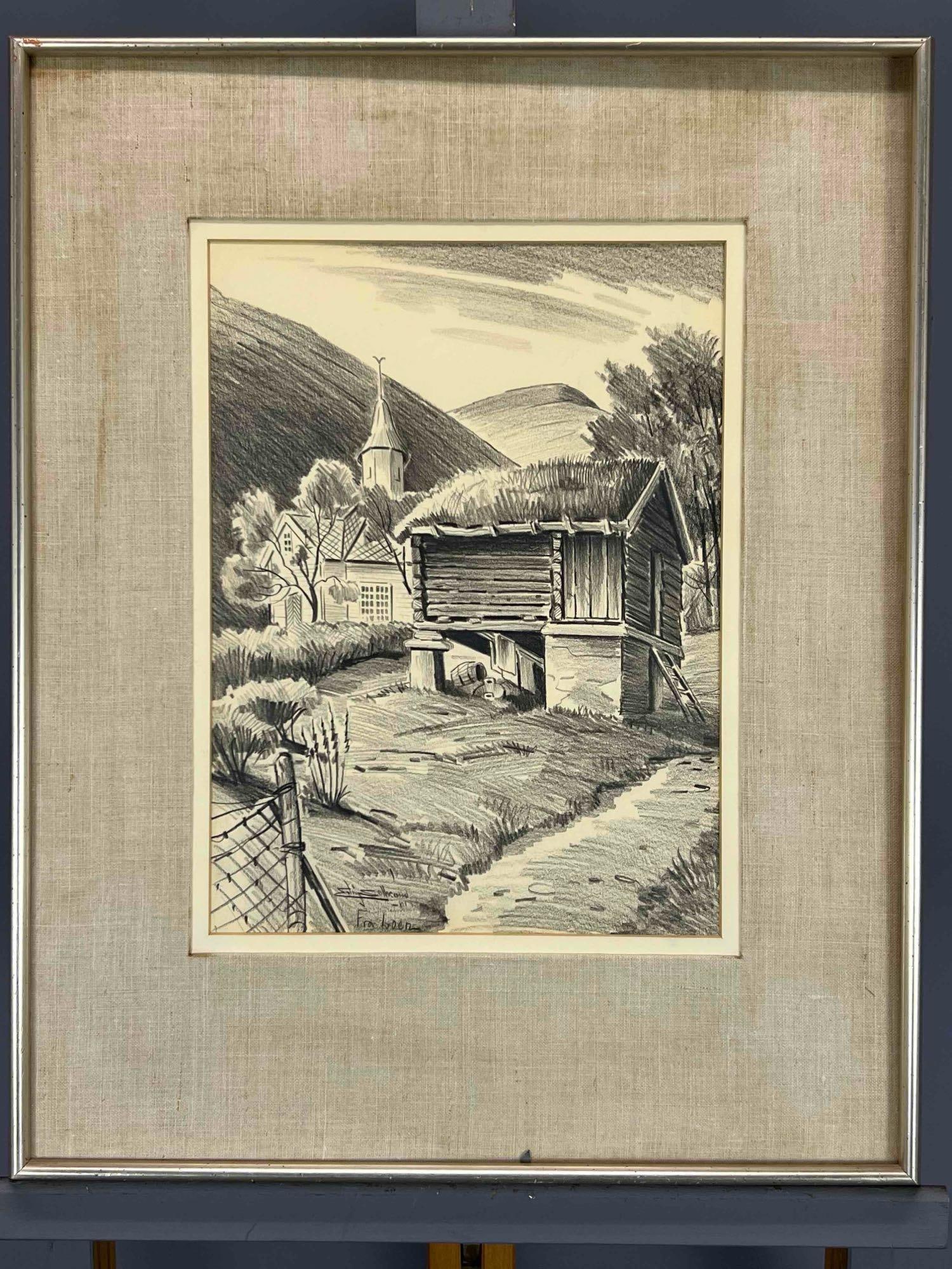 Pencil Drawing Of Landscape With Church (1 of 8)