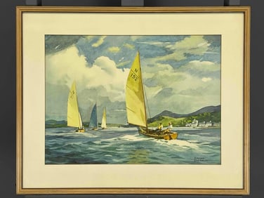 Frank Sherwin, Nautical Sailboat Scene, Framed Print