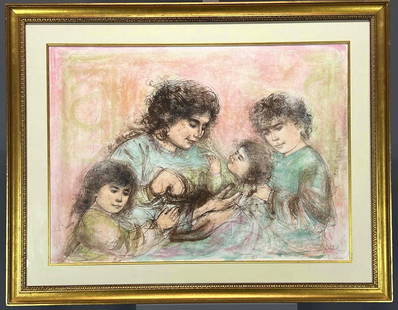 Edna Hibel, Marilyn and Children, Signed Artist Proof: Edna Hibel, Marilyn & Children, Artist Proof. Signed Hibel, Artist Proof. Back Marked: "#318 Marilyn & Children." Approximately 46.25W x 36.25L x 1.75D in. Sight Approximately 36.5W x 26.5L in.