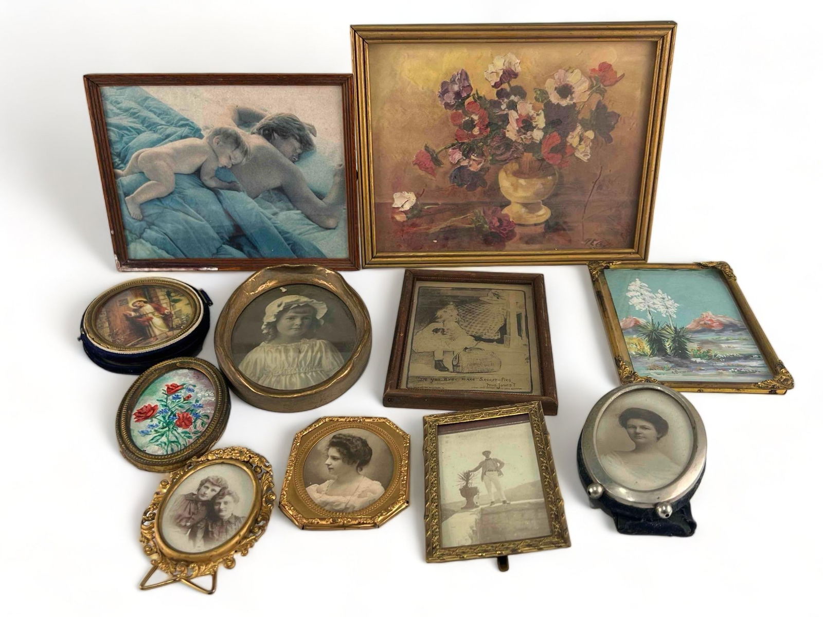Group Antique Miniature Frames & Artwork (1 of 5)