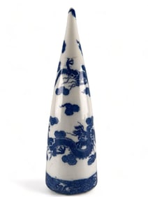 Chinese Blue & White Porcelain Wall Pocket With Dragon Motif
